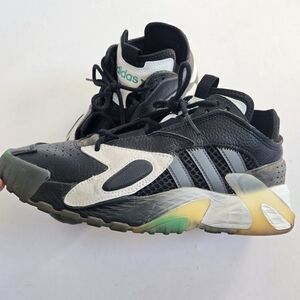 Adidas Streetball Shoes Mens Size 8.5 Black Aqua Retro Leather Suede EE4968